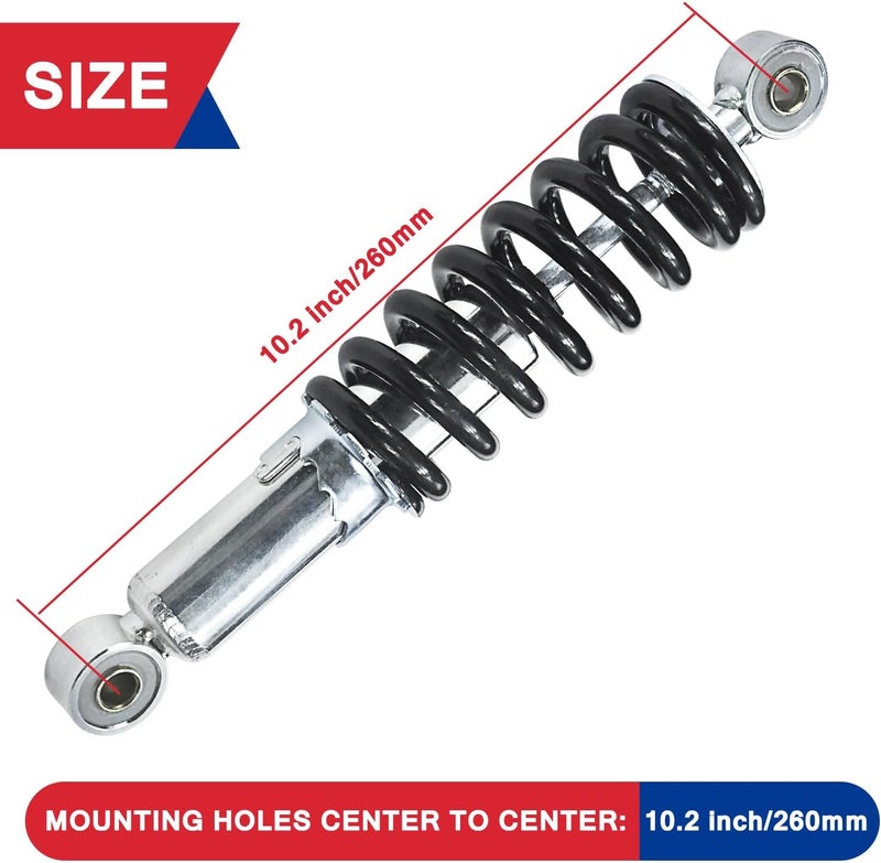 HOOUP 260mm 10.2" Adjustable Rear Shock for 50cc 70cc 90cc 110cc 125cc Baja Motorsports DR70 Tao Tao DB20 Kids Pit Dirt Bike Four Wheeler Quad ATV Small Motorcycle Heavy Duty Black - Image 4